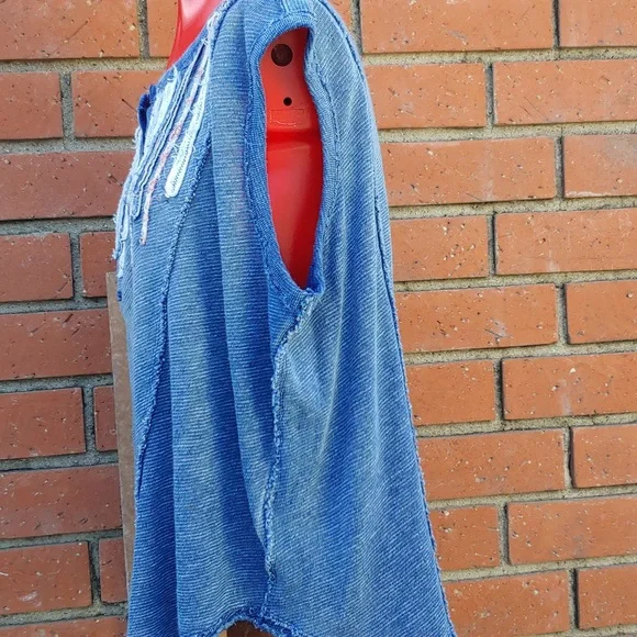 Free People Oversize Sleeveless Denim Color Knit Top by We The Free line XS - Picture 4 of 13